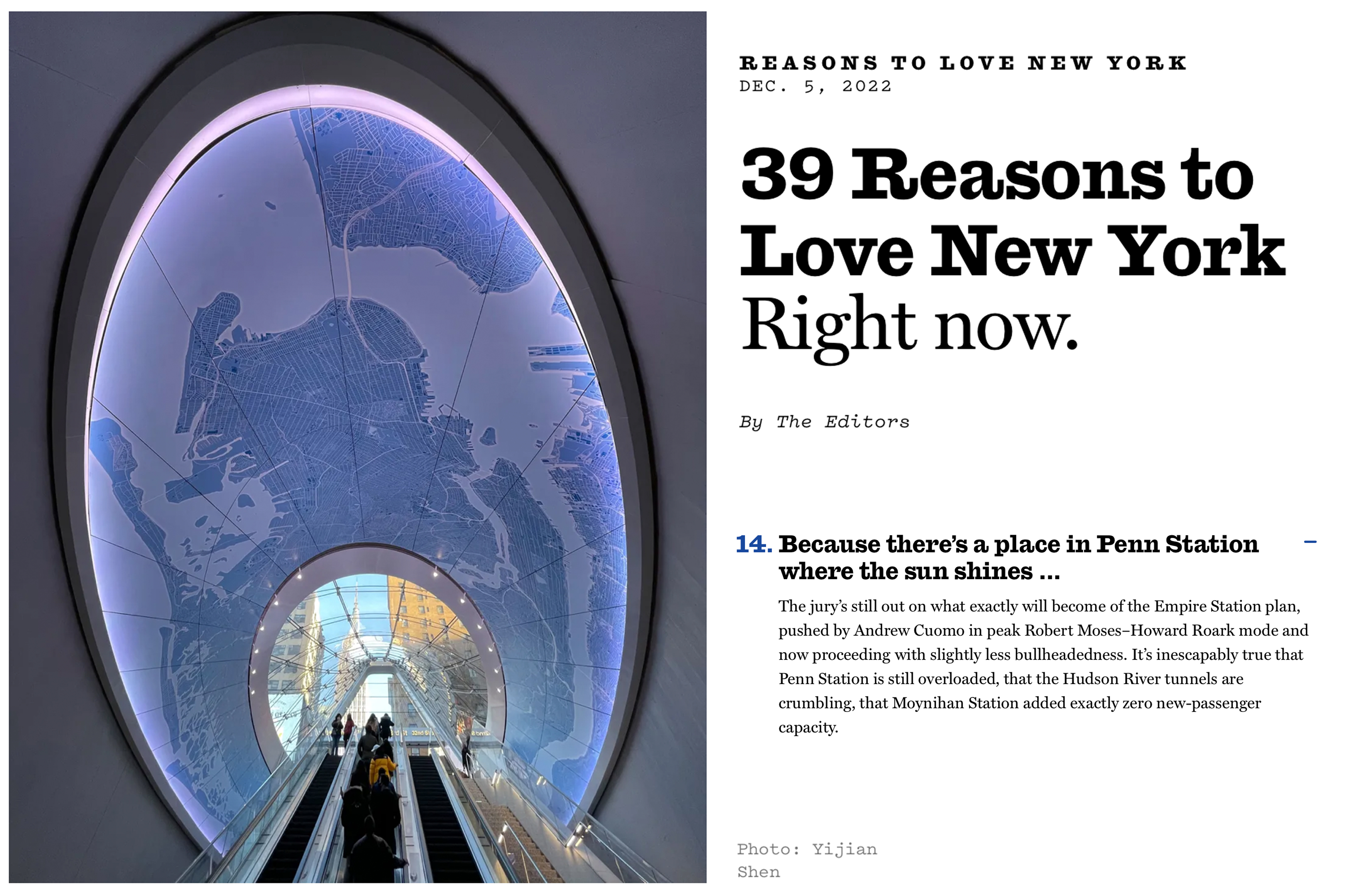 New York Magazine Reasons to Love New York